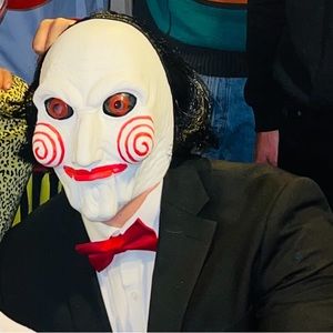 Billy JIGSAW Saw Mask Puppet Costume Halloween Scary Latex